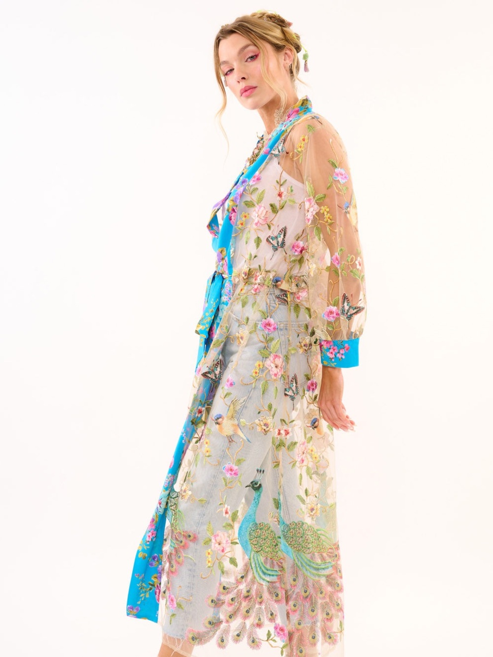Aratta Garden of Eden Embroidered Mesh Kimono, NWT, $269 MSRP - Picture 7 of 15